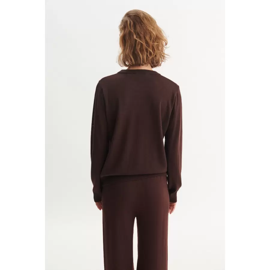 Basic Apparel - Vera merino sweater, brun melange