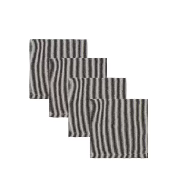 House Doctor - 4 Stofservietter Block, Sand/Sort 40*40