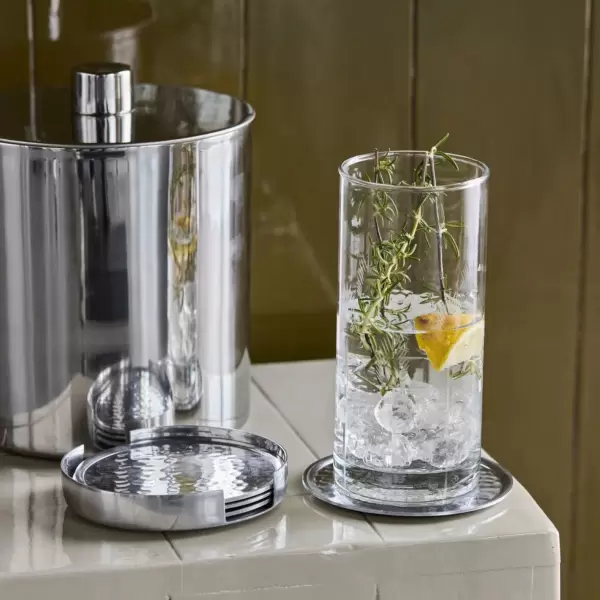 House Doctor - 5 stk. Glasbrikker Coaster, Sølvfinish