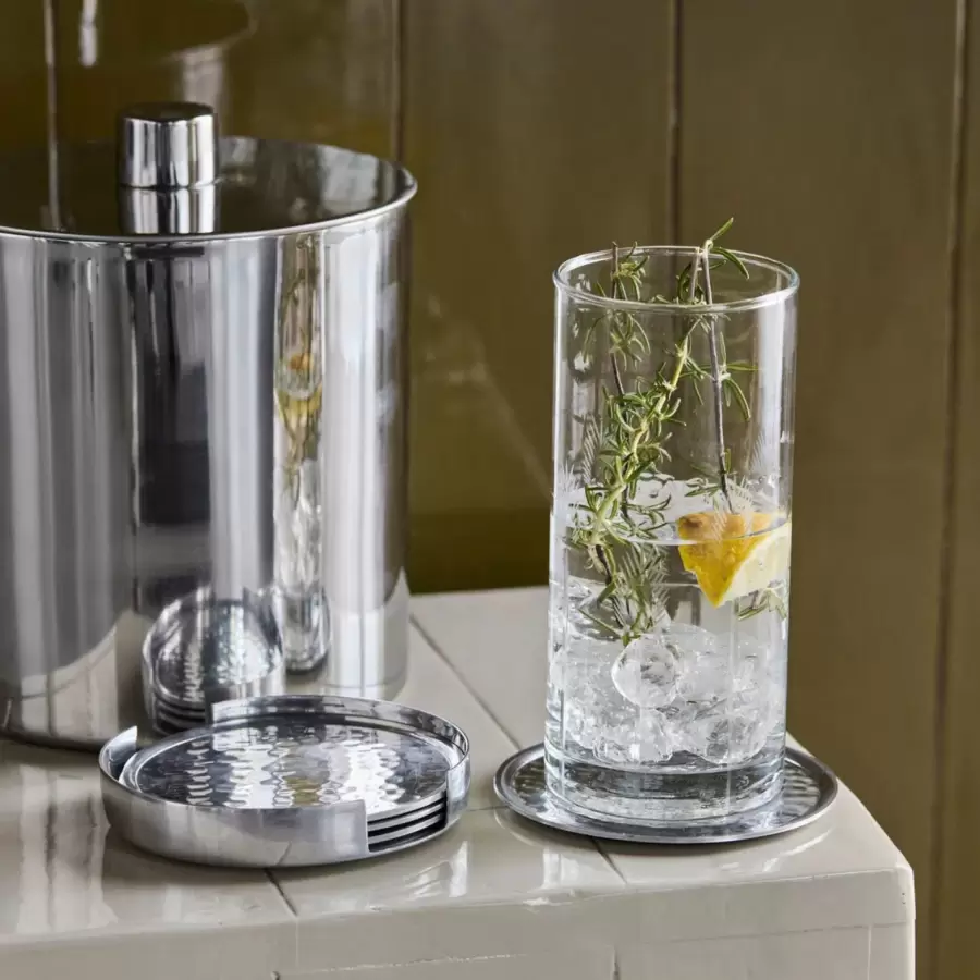 House Doctor - 5 stk. Glasbrikker Coaster, Sølvfinish