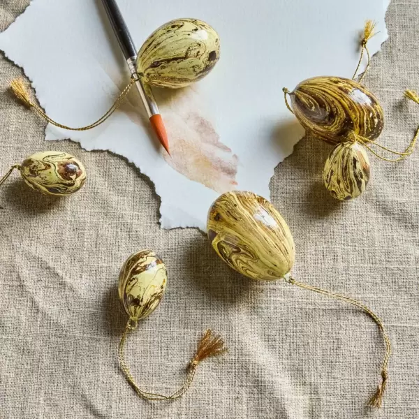 House Doctor - Påskeæg Marble, Yellow - 3 store + 3 små