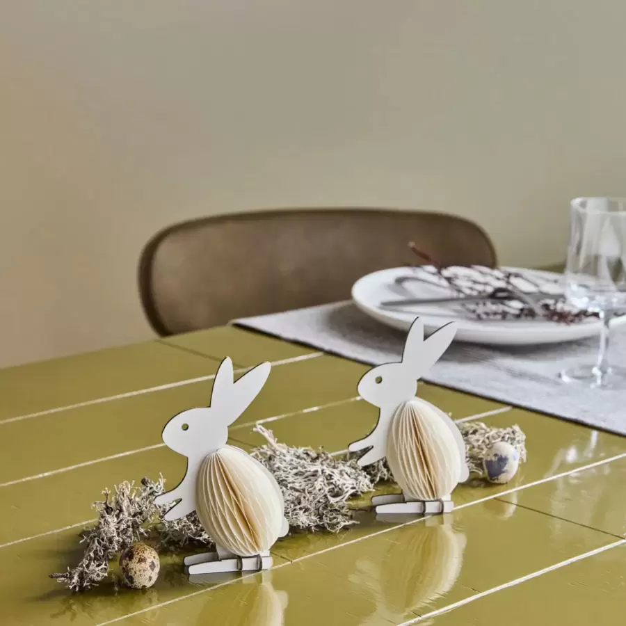 House Doctor - 2 Stående Påskeharer, Off-White