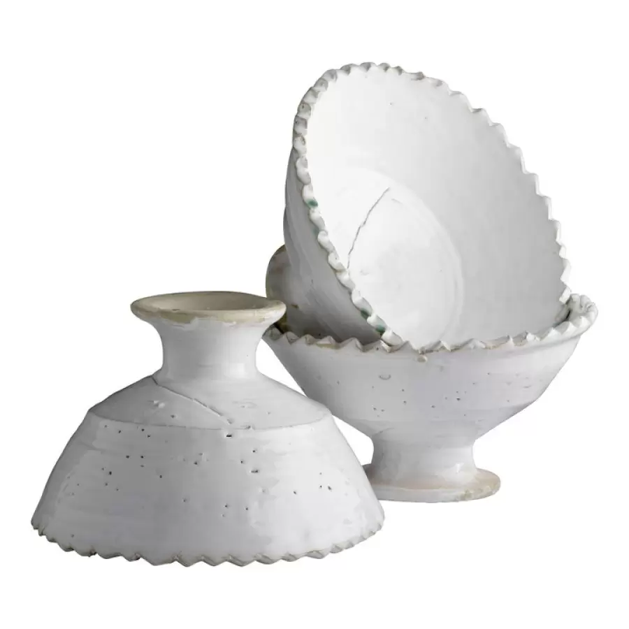 TineK Home -  Opsats, rustikt håndlavet keramik, D22/H15cm, hvid