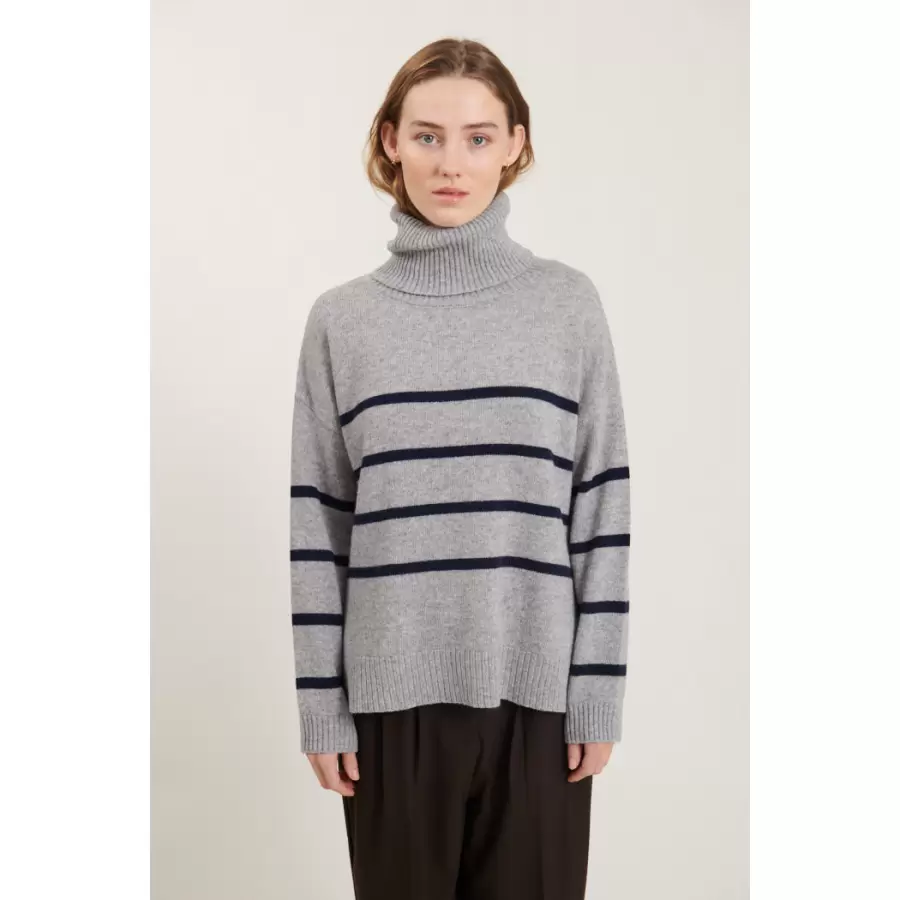 Basic Apparel - Lise stribet rullekrave strik sweater