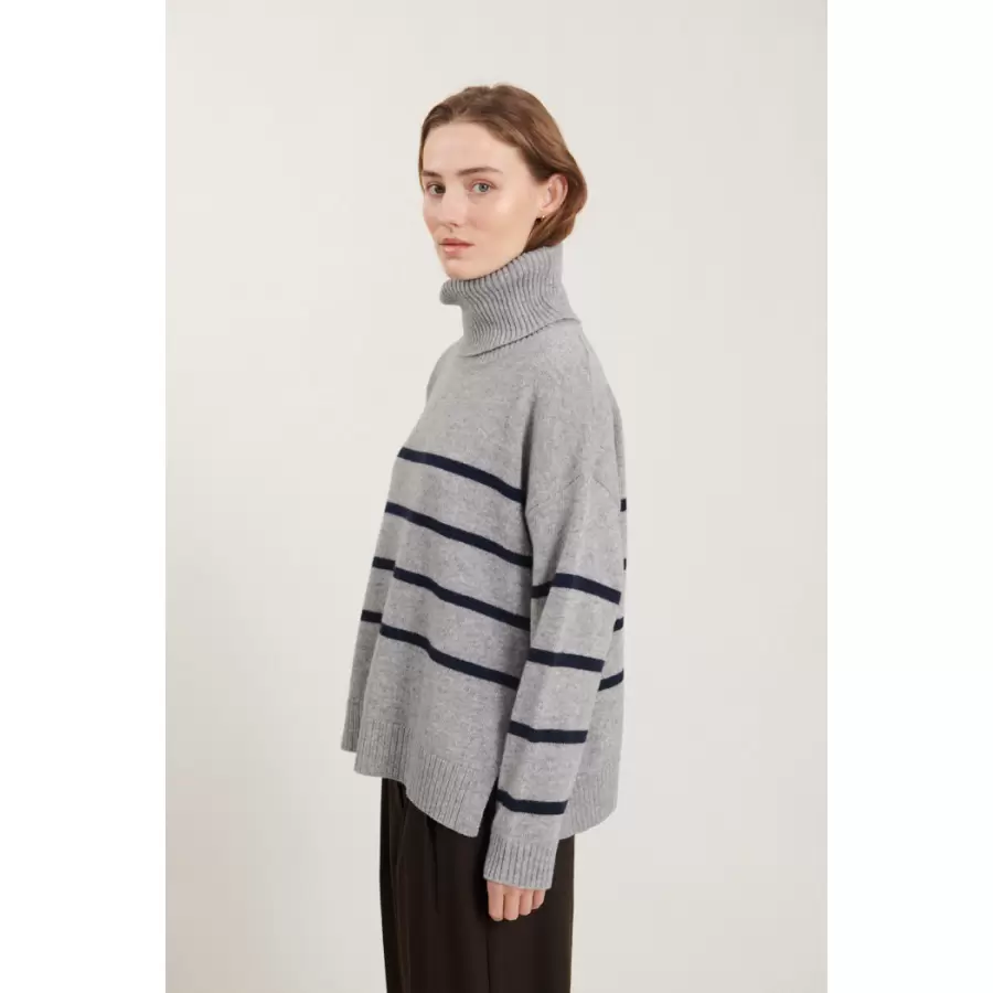 Basic Apparel - Lise stribet rullekrave strik sweater