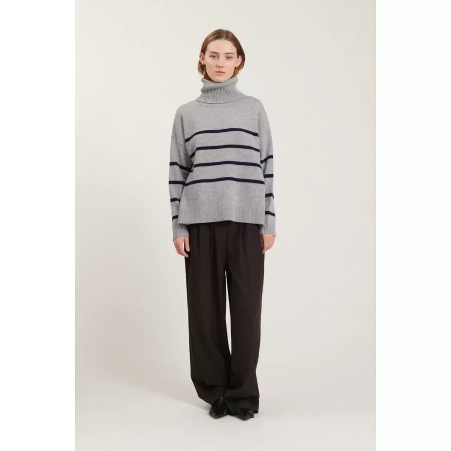 Basic Apparel - Lise stribet rullekrave strik sweater