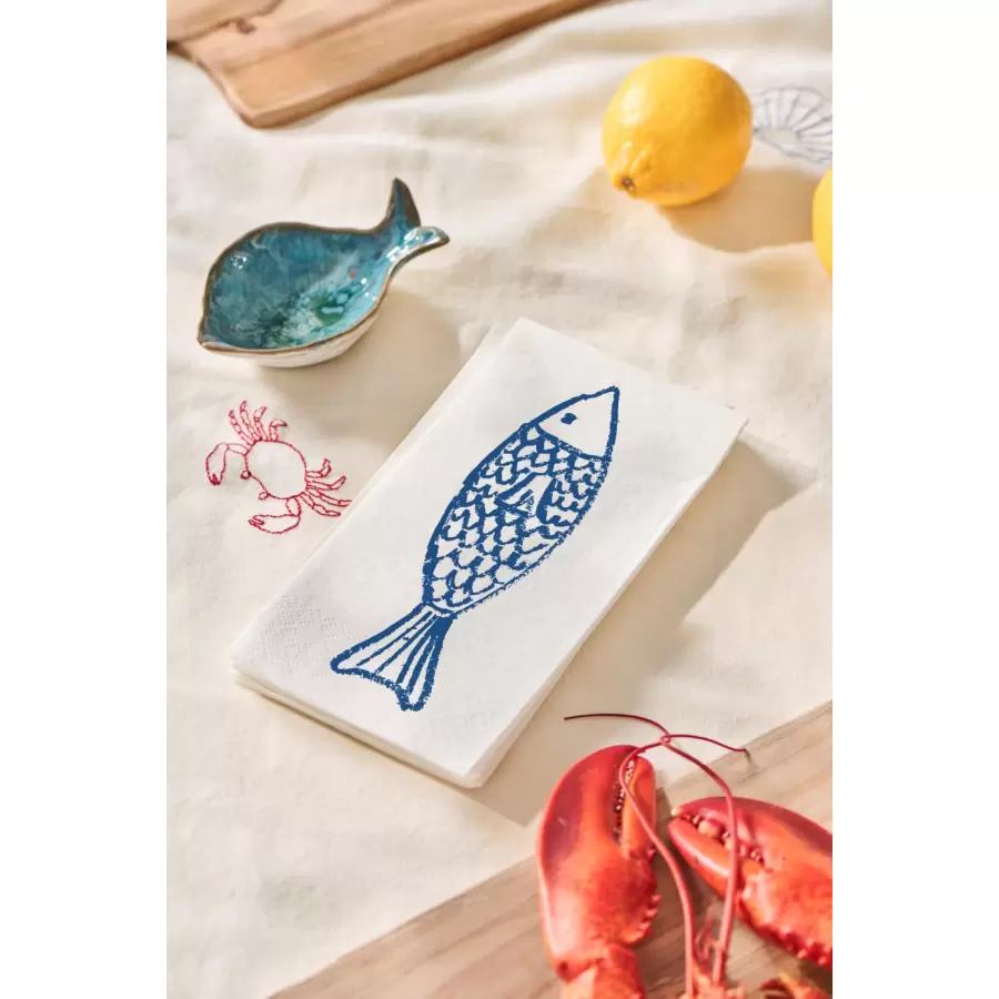 Ib Laursen - Papirservietter, Blå fisk 16 stk.