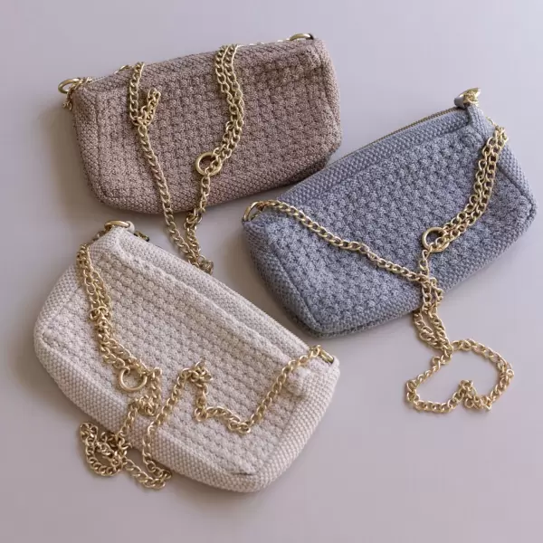 By LOHN - Strikket Clutch Petra, Cross Body Kæde, Med. Grey Melange By LOHN - Strikket Clutch Petra, Cross Body Kæde, Med. Grey Melange