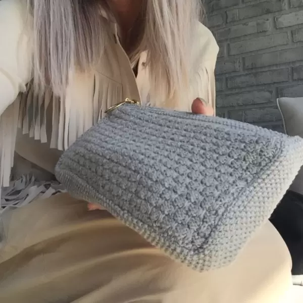 By LOHN - Strikket Clutch Petra, Med. Grey Melange