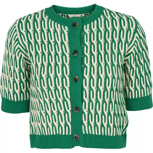 Basic Apparel - Minie Cardigan, Abundant Green/Whisper White