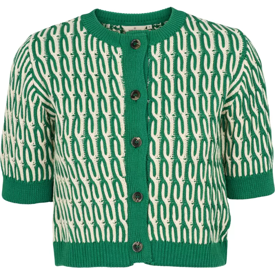 Basic Apparel - Minie Cardigan, Abundant Green/Whisper White