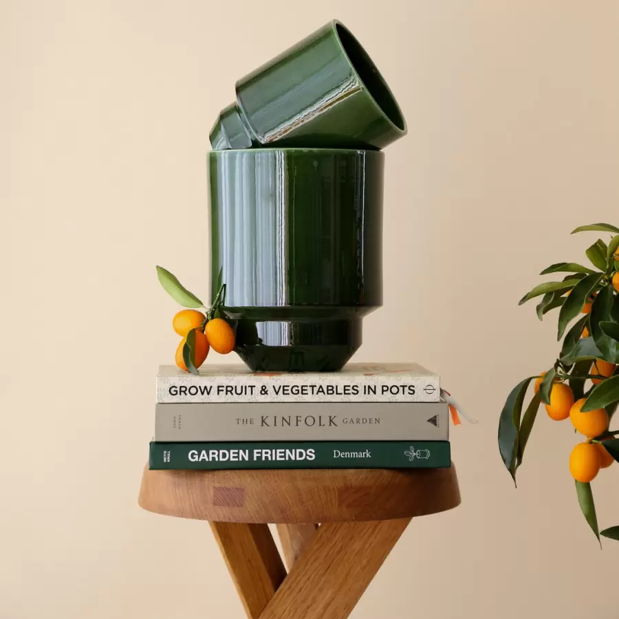 Bergs Potter - Ø:14 Krukke The Hoff Glaseret, Emerald Green - UDEN HUL