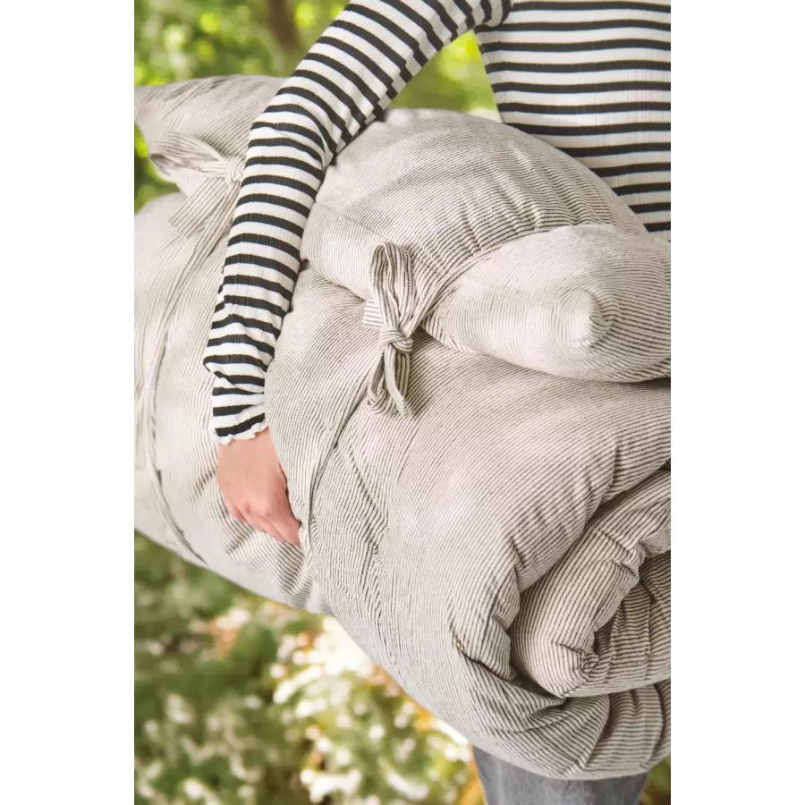 Ib Laursen -  Madras Lina Natur/Tynde sorte striber 70*190