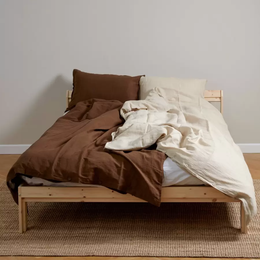 Dawn Designs - Sengesæt Hør/Bomuld, Chocolate 140*200/60*63