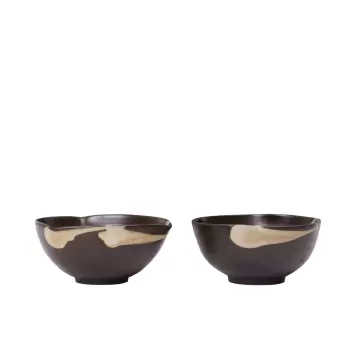Ferm Living - 2 stk. Koyo Skåle, Dark Brown/Buff Ø:11,5
