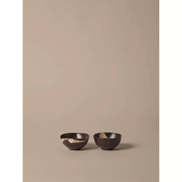 Ferm Living - 2 stk. Koyo Skåle, Dark Brown/Buff Ø:11,5