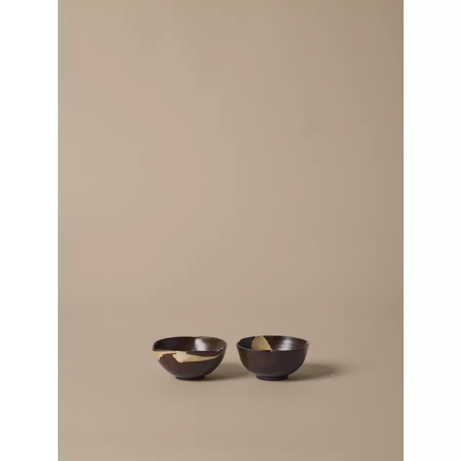 Ferm Living - 2 stk. Koyo Skåle, Dark Brown/Buff Ø:11,5