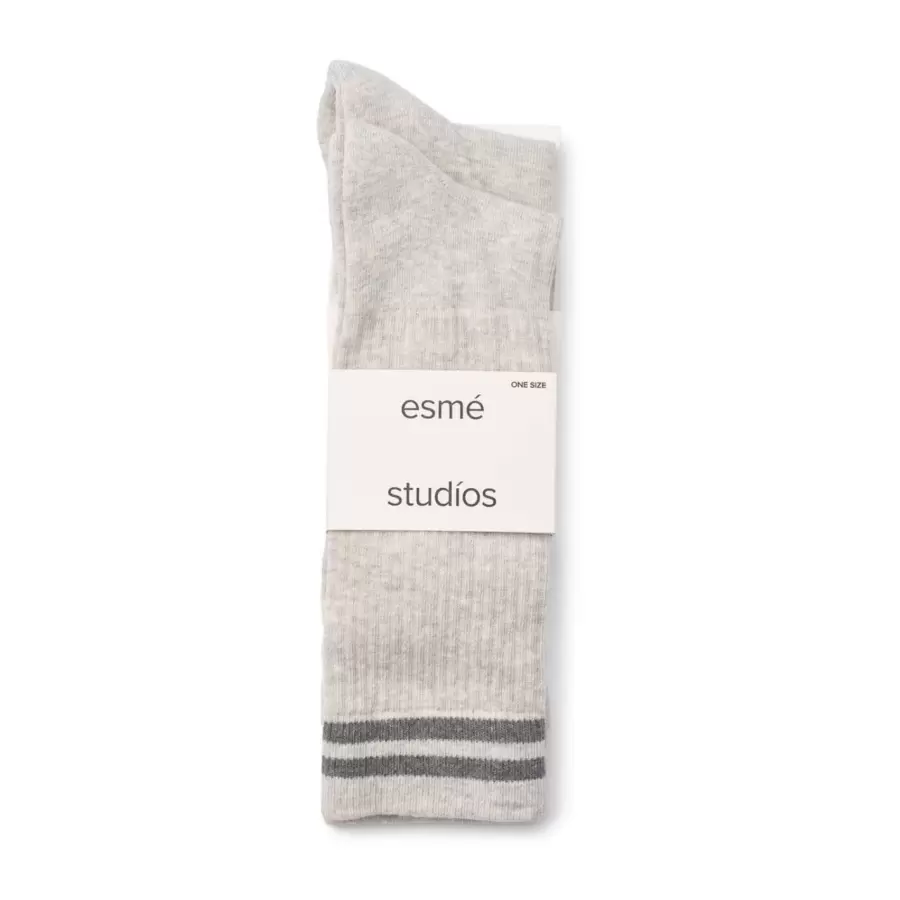 esmé studios - Linin Knæstrømper, Grey Melange 2-pak - One size