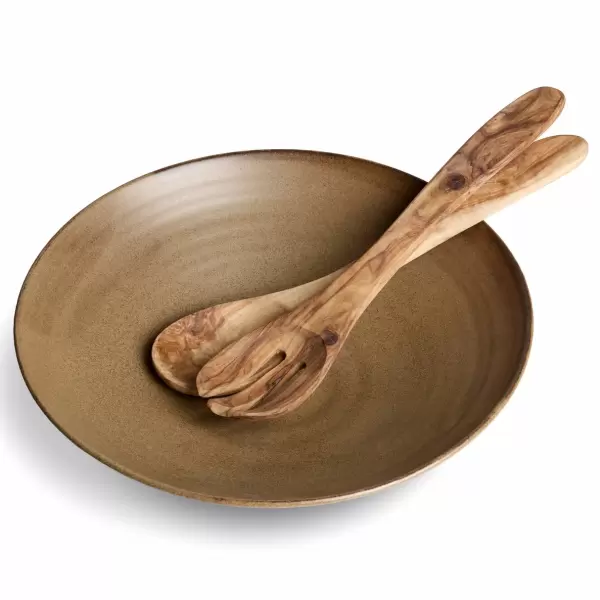 Vangs Keramiske Værksted - Stor hånddrejet salatskål, Grandma's Gravy Ø:27,5*7,2