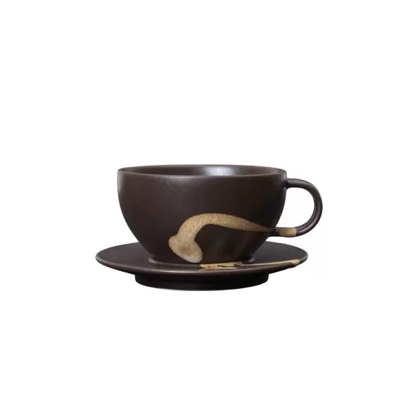 ferm LIVING - Koyo Kop med underkop, Dark Brown/Buff ferm LIVING - Koyo Kop med underkop, Dark Brown/Buff