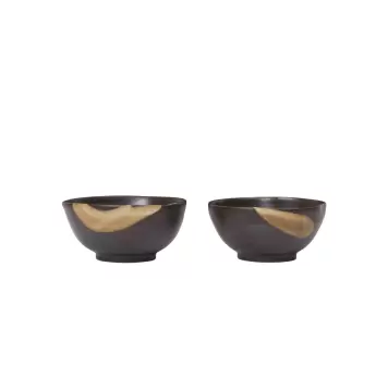 Ferm Living - 2 stk. Koyo Skåle, Dark Brown/Buff Ø:8,5
