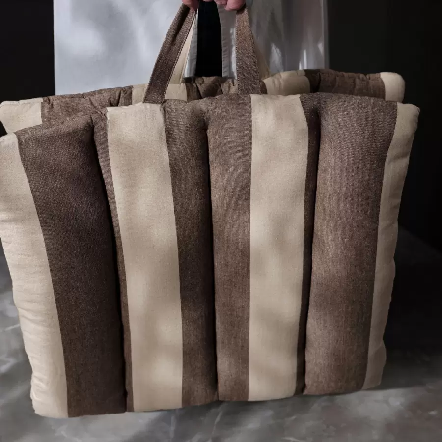 ferm LIVING - Foldbar Madras Strand, Carob Brown/Parchment 50*100