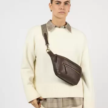O My Bag - Drew Bum Bag, Chocolate Soft Grain