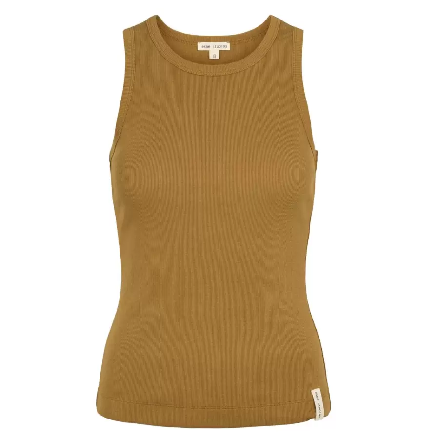 esmé studios - Blossom Racerback Rib Tank, Dull Gold