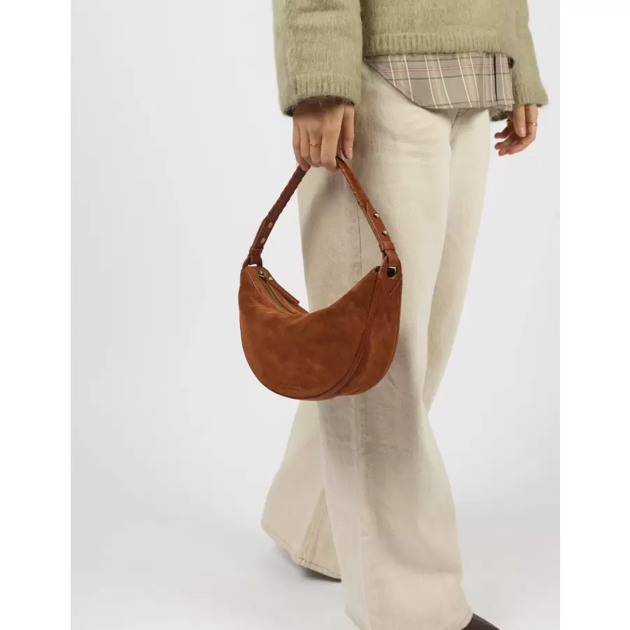 O My Bag - Leo Midi Shoulder Strap - Cognac Suède