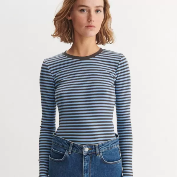 Basic Apparel - Ludmilla LS Tee, Frozen Fjord