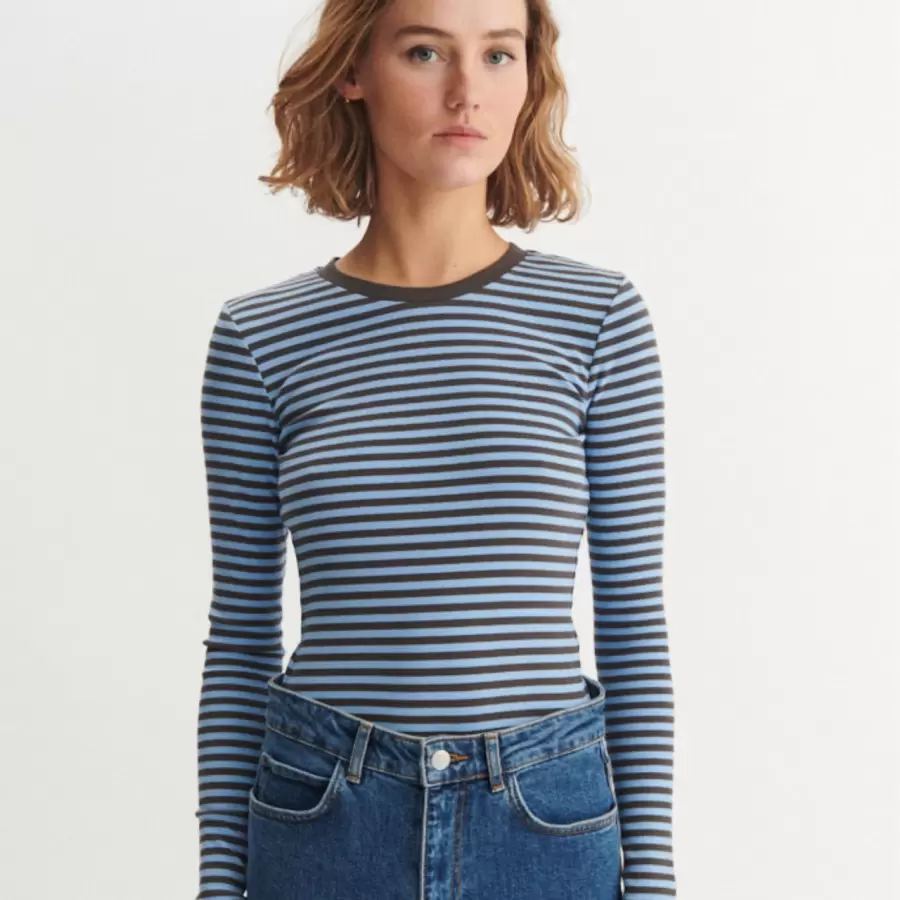 Basic Apparel - Ludmilla LS Tee, Frozen Fjord