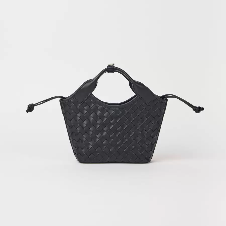 O My Bag - Mara Mini - Black Woven Classic Leather