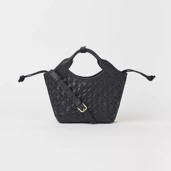 O My Bag - Mara Mini - Black Woven Classic Leather