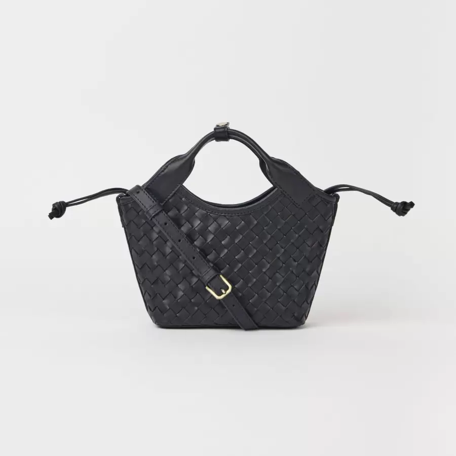 O My Bag - Mara Mini - Black Woven Classic Leather