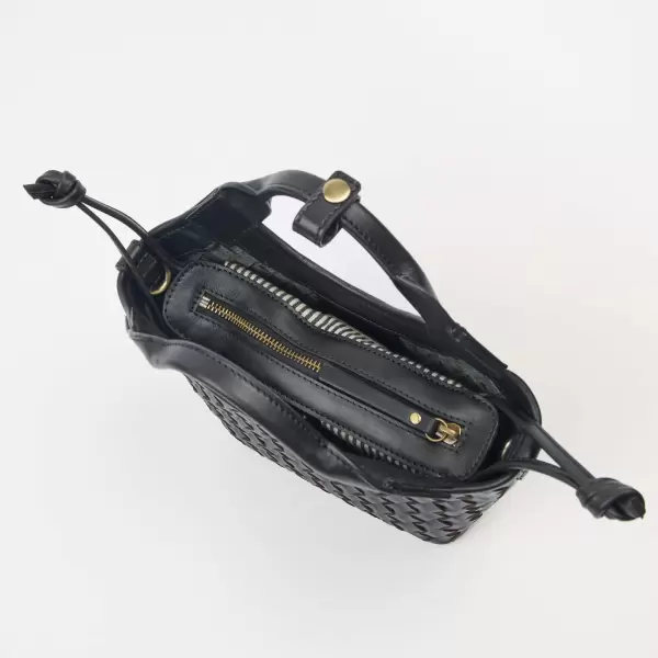 O My Bag - Mara Mini - Black Woven Classic Leather