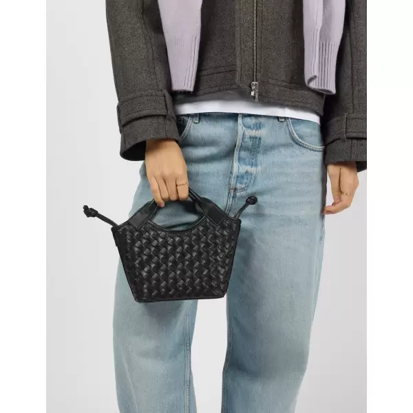 O My Bag - Mara Mini - Black Woven Classic Leather