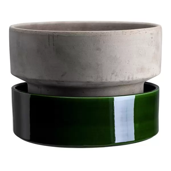 Bergs Potter - Kommer snart - Hoff 40 cm. sæt - grå og grøn glaseret