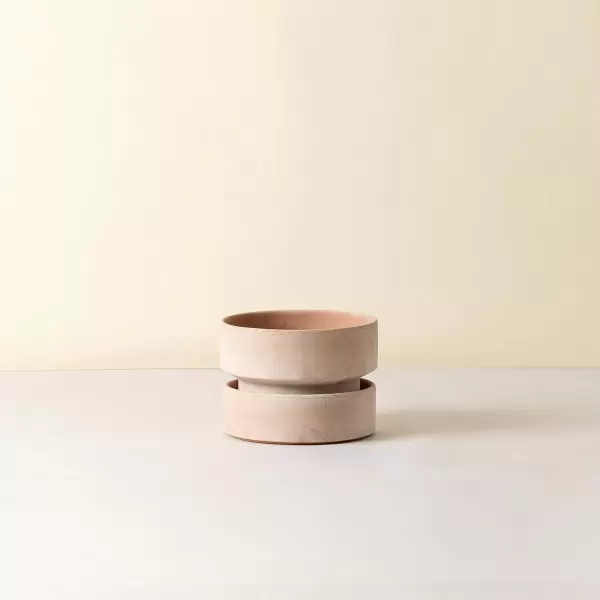 Bergs Potter - Ø:25 The Hoff Low Pot, Krukke (uden underskål) Uglaseret Rosa - Hent selv