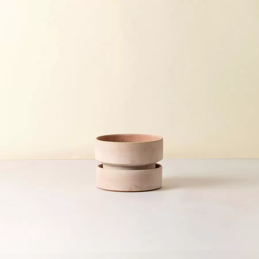 Bergs Potter - Ø:25 The Hoff Low Pot, Krukke (uden underskål) Uglaseret Rosa - Hent selv