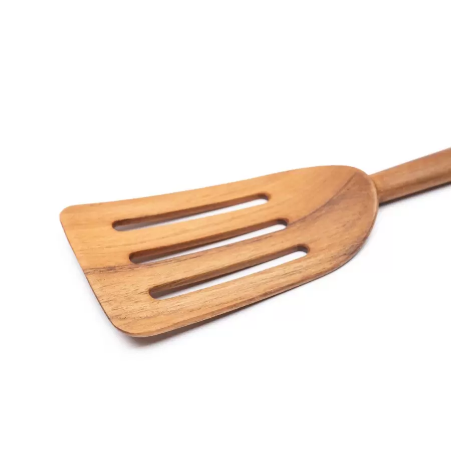 Kampmann - Spatel med huller Bred, Teak L:31