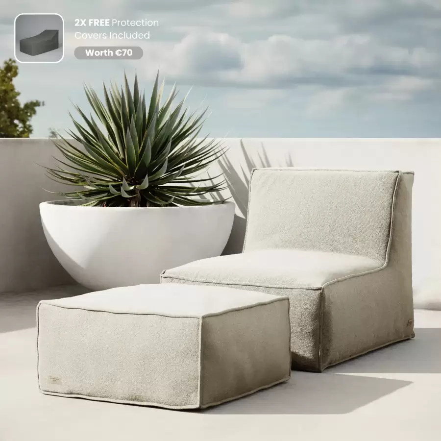 Trois Pommes Home - The Sun Spot, lounge stol og lounge puf i sæt