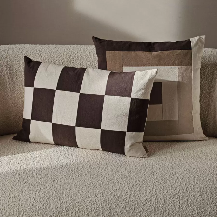 Ferm Living - Pude Fold Patchwork, Coffee/Undyed 40*60