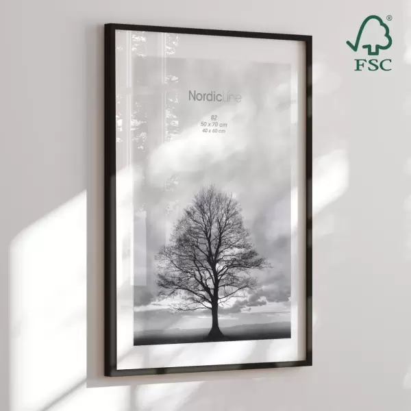 INCADO - Ramme 50*70, Slim Sort træstruktur FSC - Hent selv