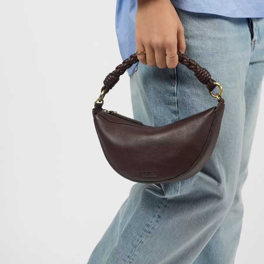 O My Bag - Leo Mini Twisted Handle, Chocolate Soft Grain