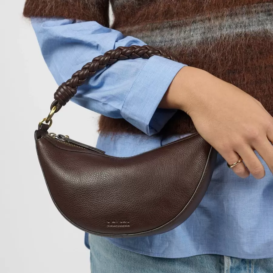 O My Bag - Leo Mini Twisted Handle, Chocolate Soft Grain
