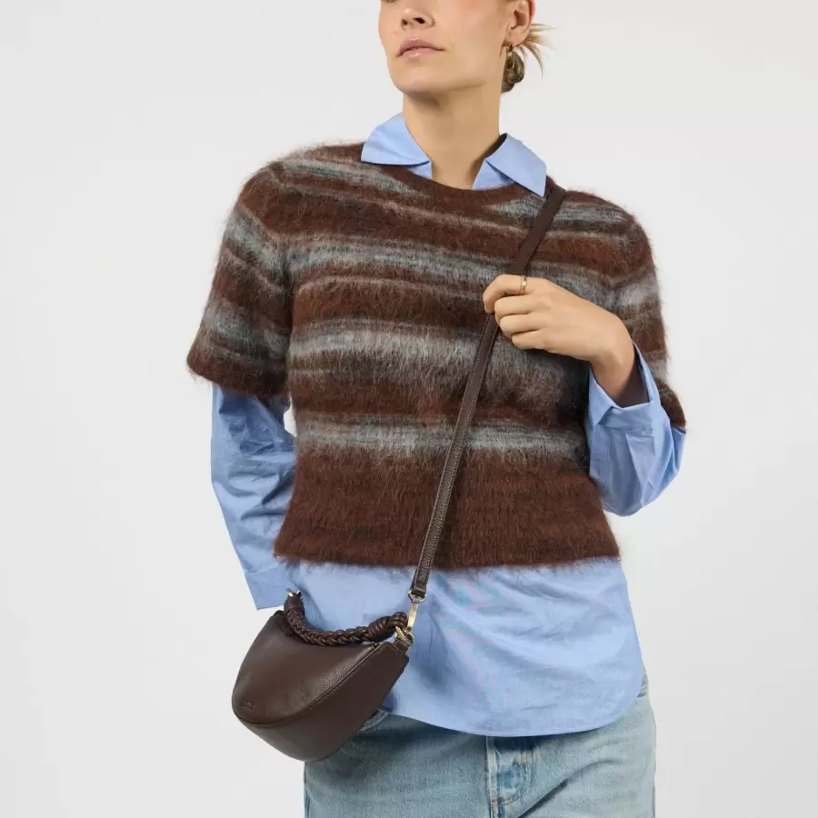 O My Bag - Leo Mini Twisted Handle, Chocolate Soft Grain