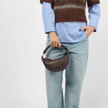 O My Bag - Leo Mini Twisted Handle, Chocolate Soft Grain O My Bag - Leo Mini Twisted Handle, Chocolate Soft Grain