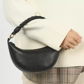 O My Bag - Leo Mini Twisted Handle, Black Soft Grain O My Bag - Leo Mini Twisted Handle, Black Soft Grain