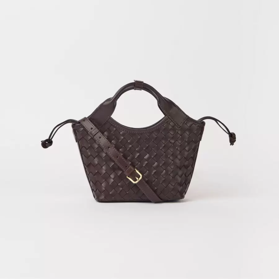 O My Bag - Mara Mini Woven Classic Leather, Chocolate