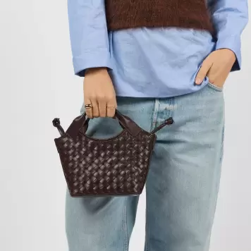 O My Bag - Mara Mini Woven Classic Leather, Chocolate